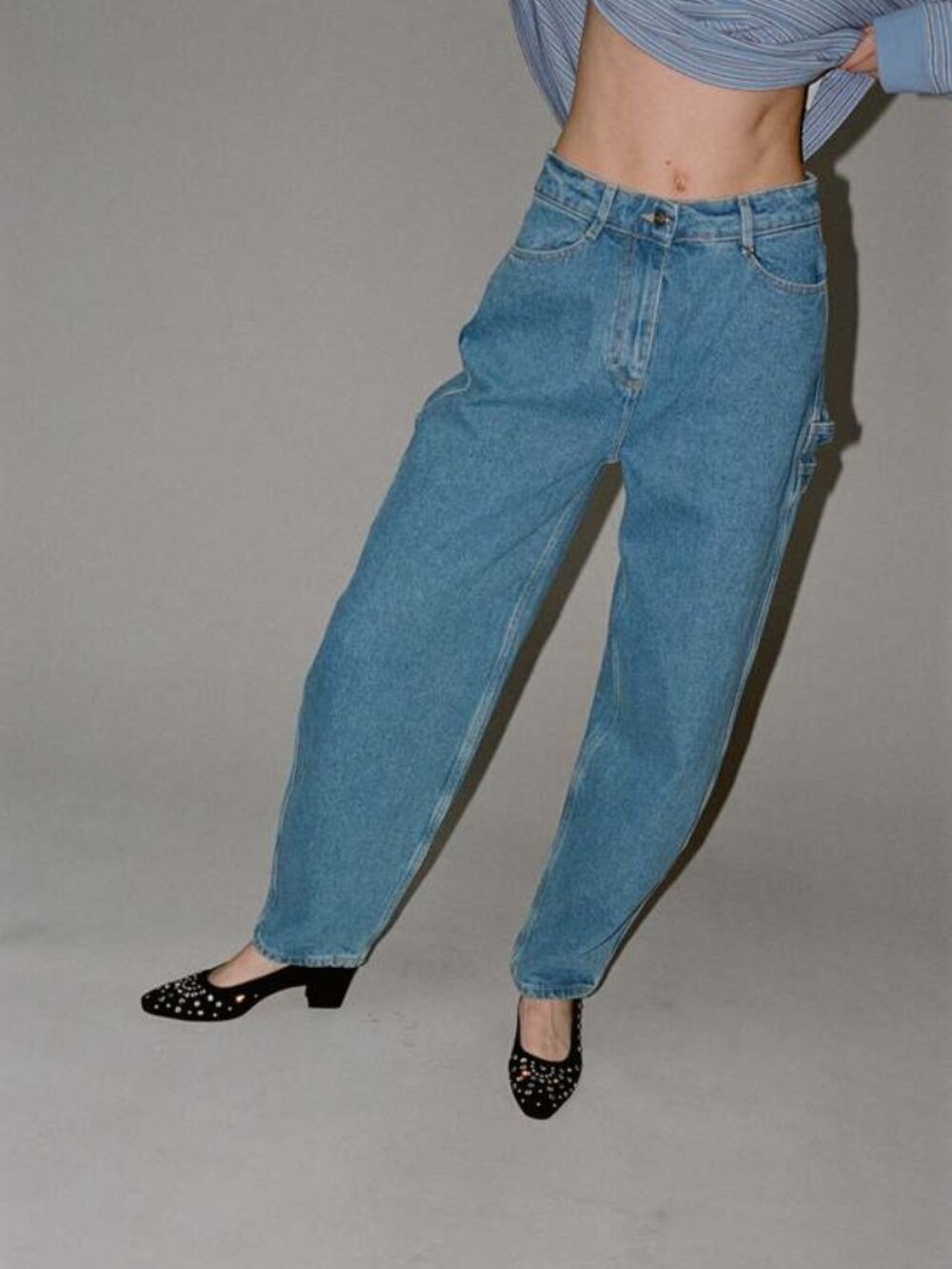 Saks Potts Helle Barrel Wide Leg Medium Indigo Jeans